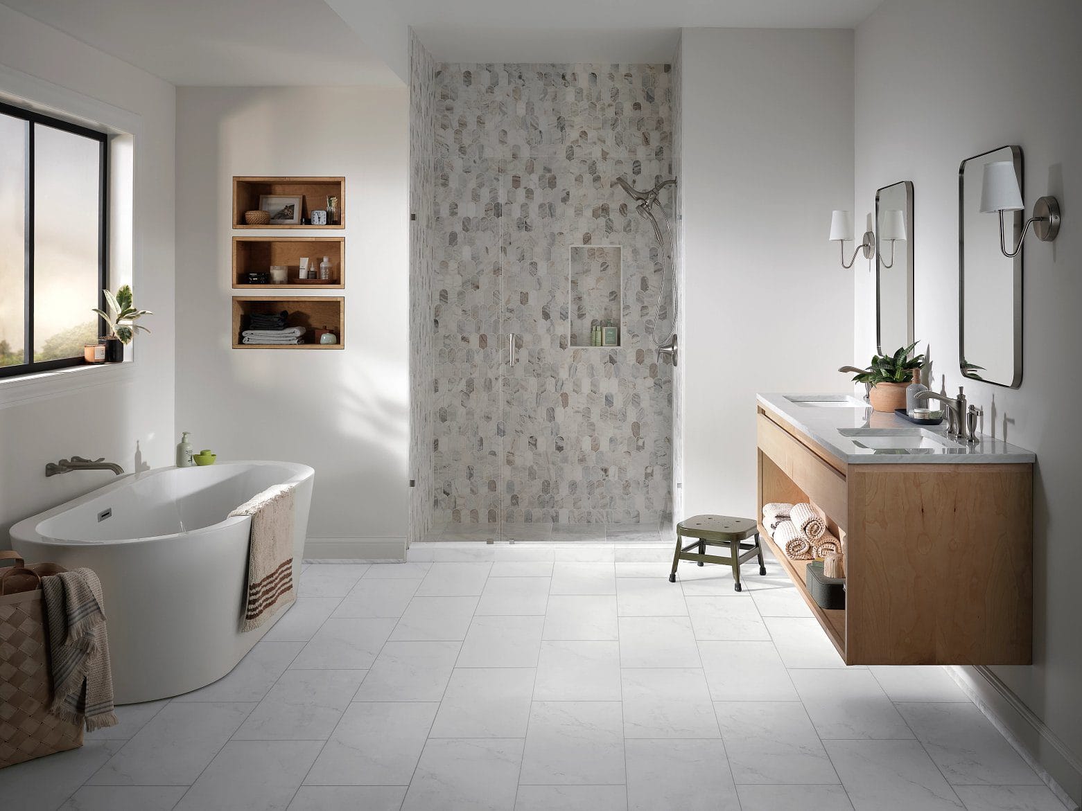 COREtec VV872 COREtec Tile Bianco Marble Coretec 2 Luxury Vinyl Tile - VV872 COREtec Tile Bianco Marble | Giant Commercial Flooring